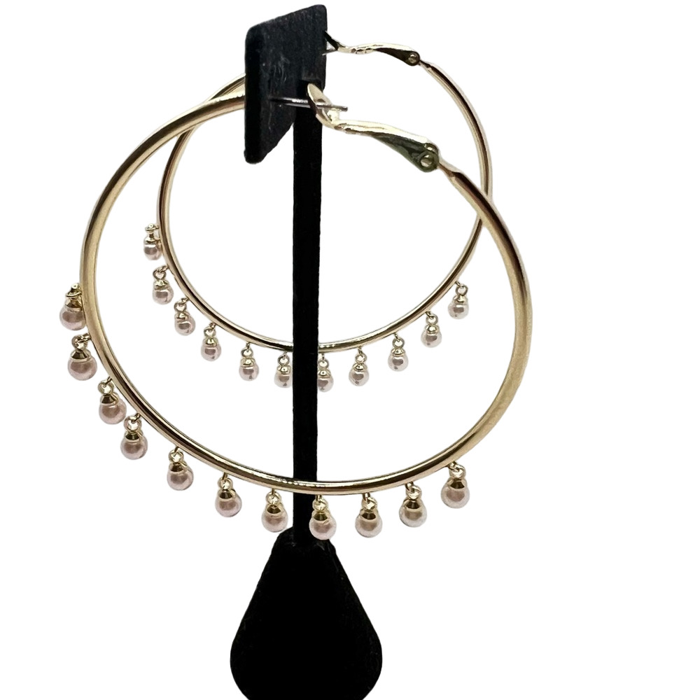 🍭6/$30 Gold tone large hoop dangle bauble earrings